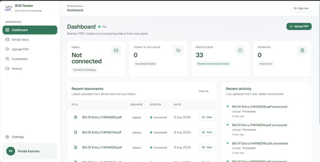 BOE Reader dashboard screenshot